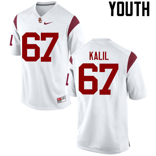 Youth #67 Ryan Kalil USC Trojans College Football Jerseys-White - Click Image to Close